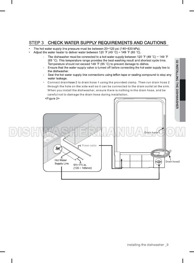 Samsung DW80M2020US Top Control Dishwashing Machine Installation Guide