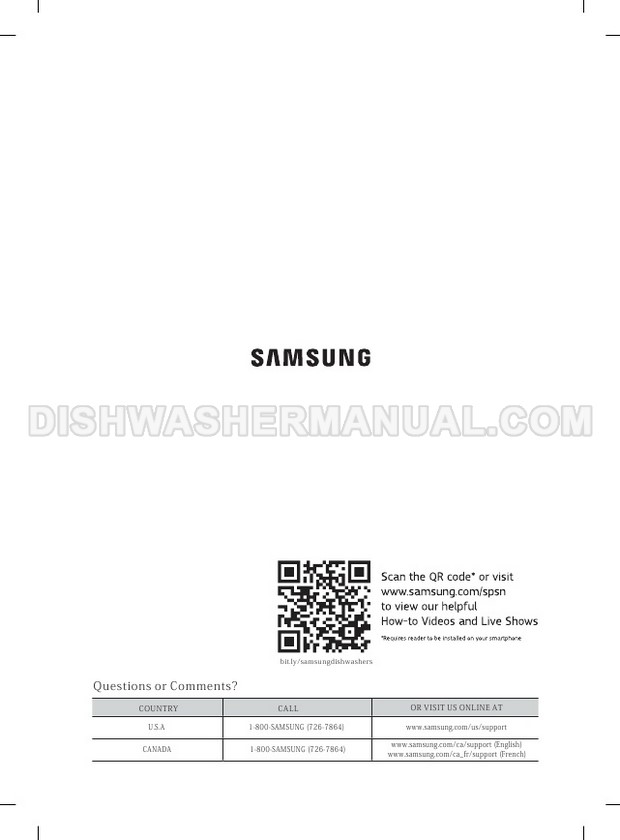 Samsung DW80M2020US Dishwasher User Manual