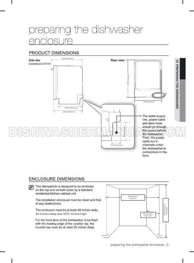 Samsung DW80R2031US Dishwashing Machine Installation Guide