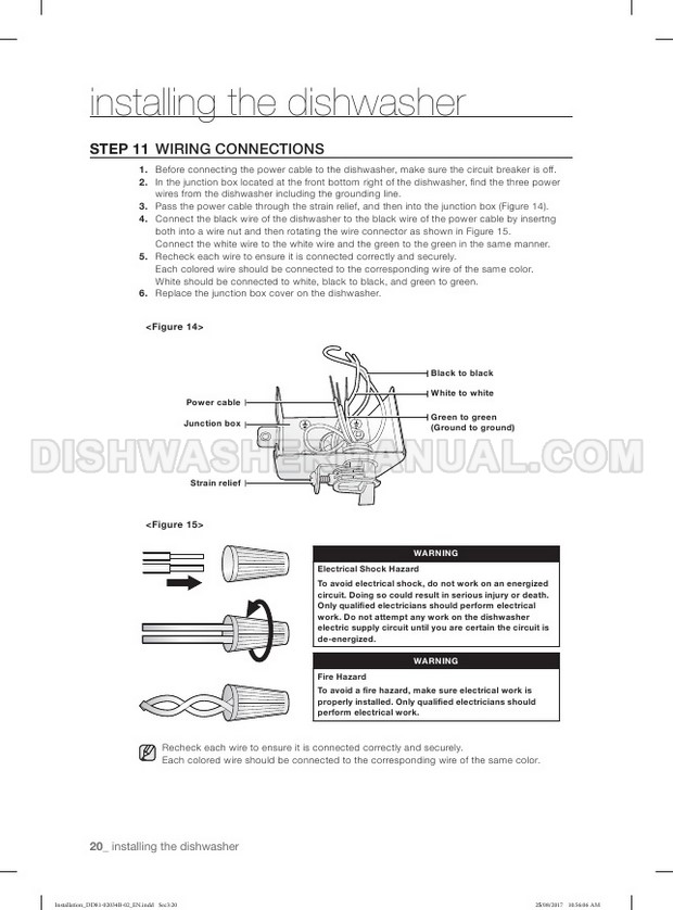 Samsung DW80R5060US Top Control Dishwasher Installation Guide