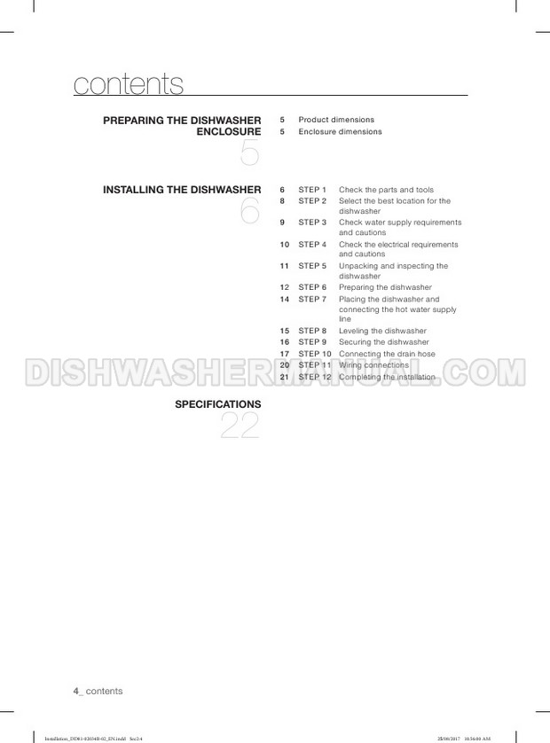 Samsung DW80R5060US Top Control Dishwasher Installation Guide