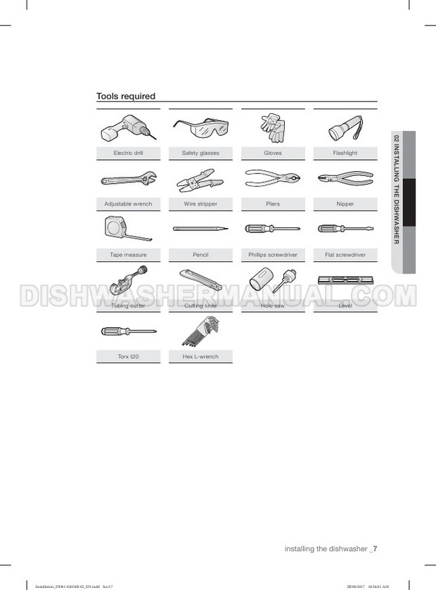 Samsung DW80R5060US Top Control Dishwasher Installation Guide